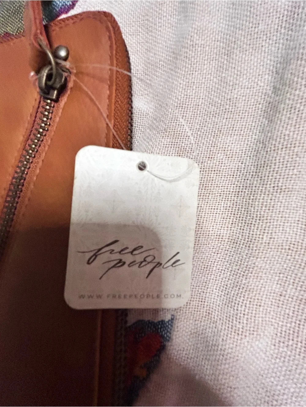 Free People Tan Leather Wristlet Clutch